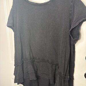 True Craft Dark Gray Ruffle Hem Top